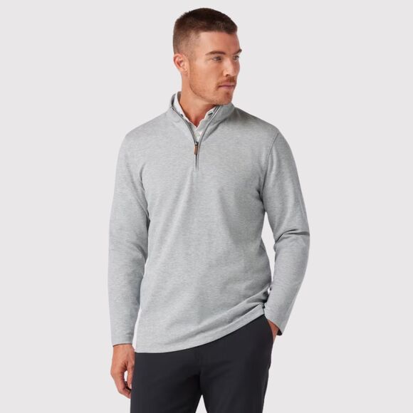 Mizzen Main Mens Sweater Gray KPI Quarter Zip Performance Pullover Stretch Large - Picture 1 of 10